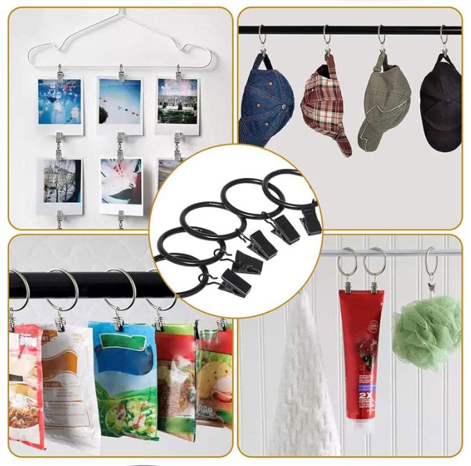 VidaFete Multi-Purpose Curtain Rings with Clips