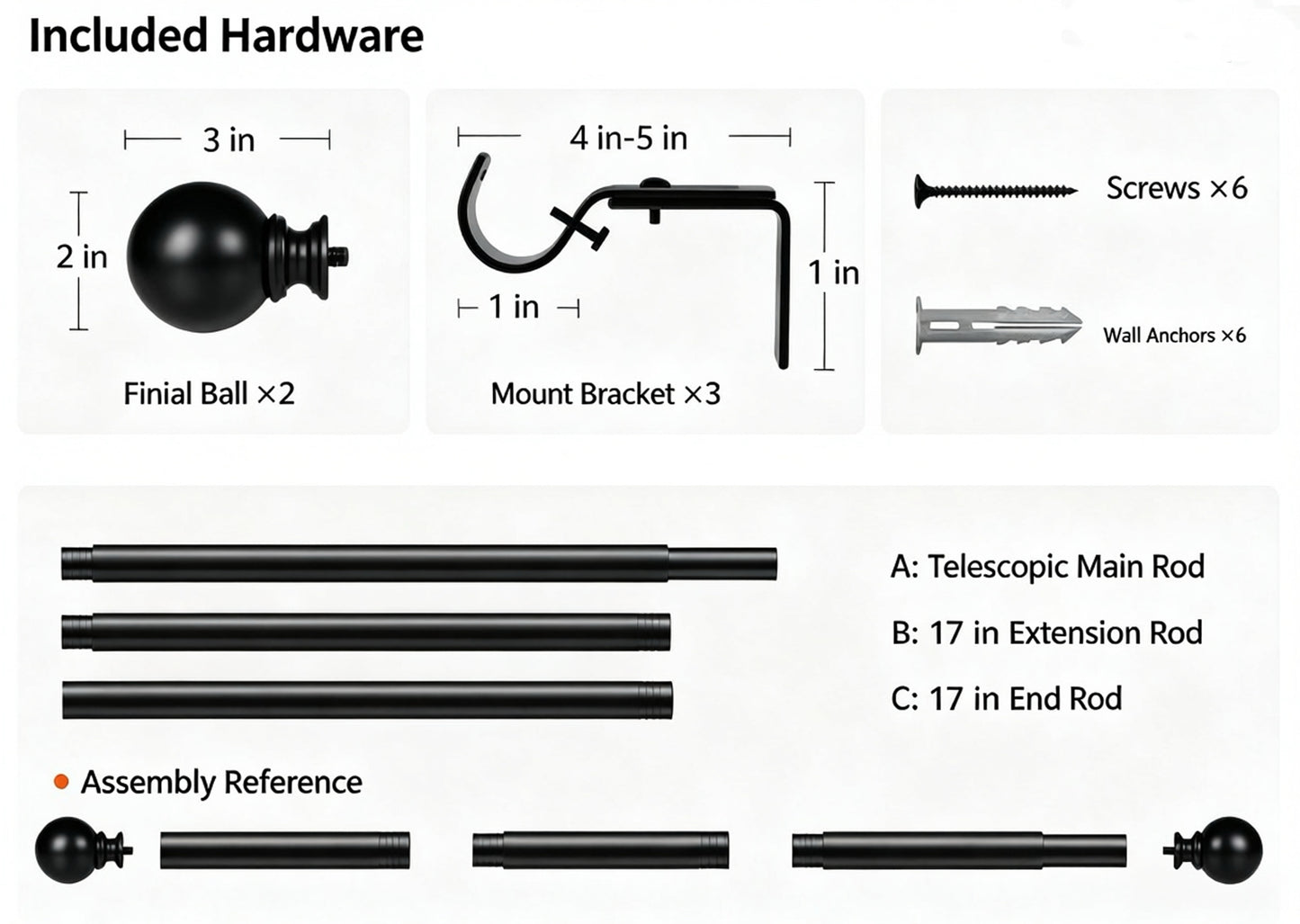 VidaFete Adjustable Telescoping Curtain Rod