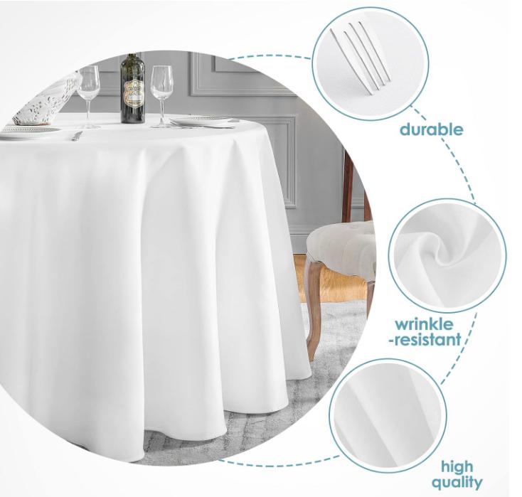 VidaFete Everyday Round Tablecloth 132inch