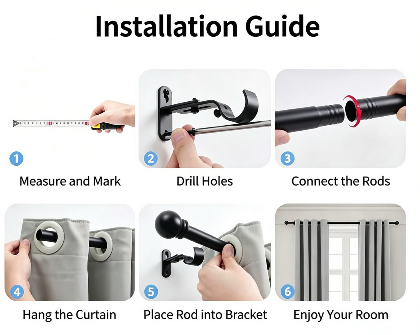 VidaFete Adjustable Telescoping Curtain Rod